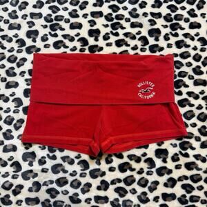 Hollister Vintage Y2K Fold Over Waist Micro Yoga Booty Shorts Red Giza Size XS